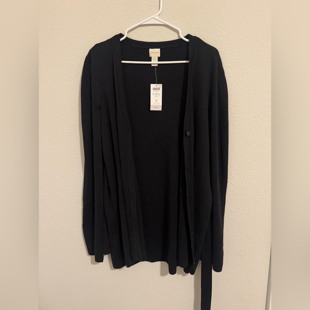 Chico’s Karla Cape Cardigan Sweater Fashion Black - Picture 5 of 7